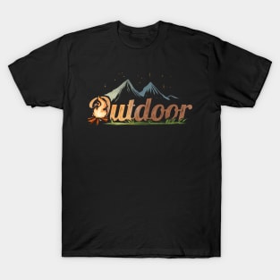 Logo Outdoor - Camp Fire In The Mountains While Camping T-Shirt